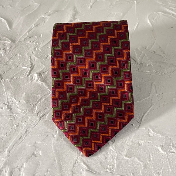 Giacomo De Senese Men's Chevron Silk Necktie - Picture 11 of 14